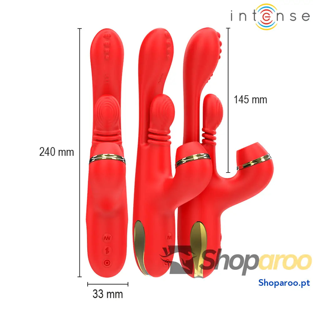 ESTIMULADOR DE CLITÓRIS MULTIFUNCIONAL KATY 4 CABEÇAS INTERCAMBIÁVEIS VERMELHO