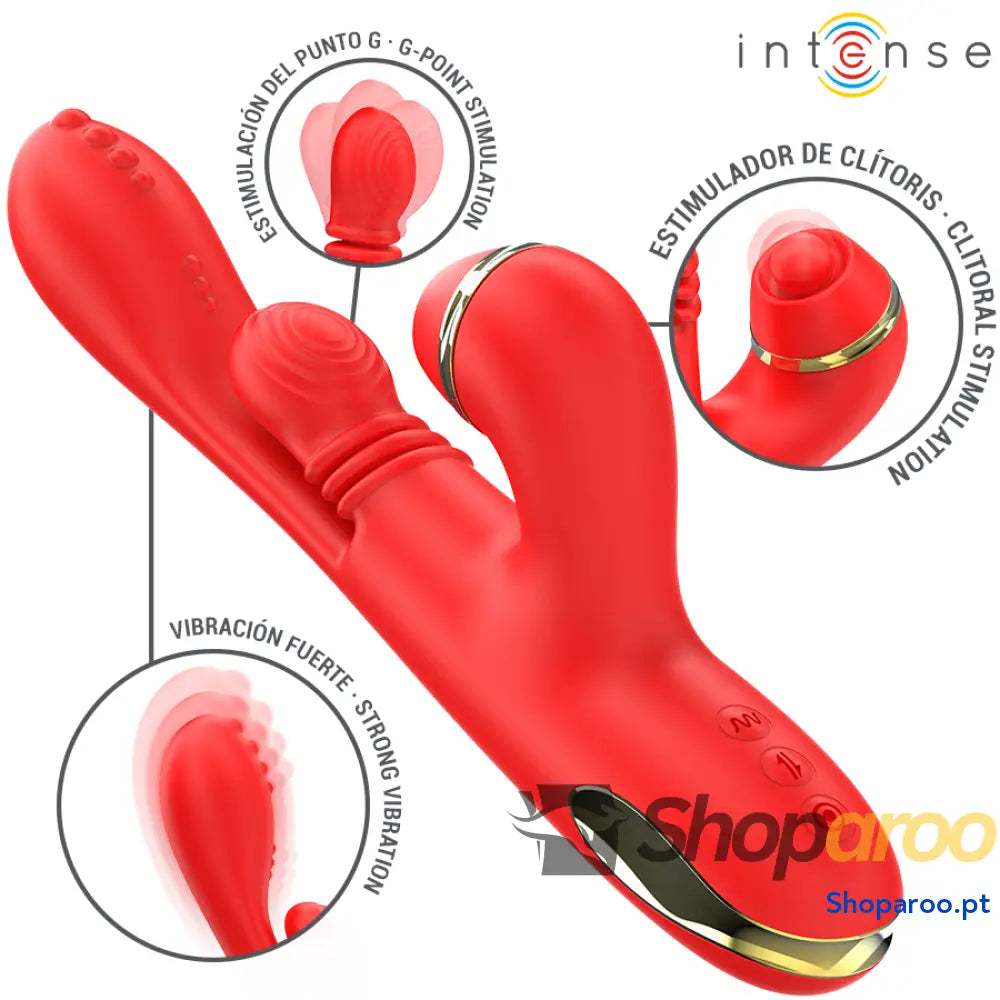 ESTIMULADOR DE CLITÓRIS MULTIFUNCIONAL KATY 4 CABEÇAS INTERCAMBIÁVEIS VERMELHO