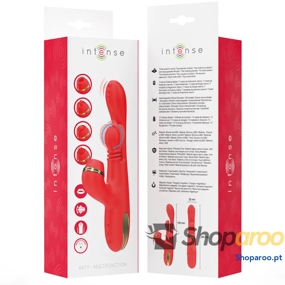 ESTIMULADOR DE CLITÓRIS MULTIFUNCIONAL KATY 4 CABEÇAS INTERCAMBIÁVEIS VERMELHO