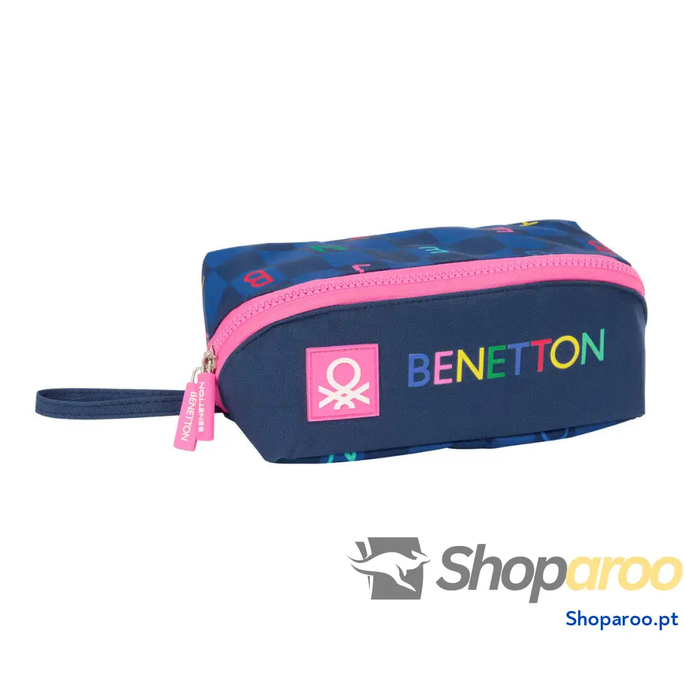 Estojo Benetton Damero Azul Marinho 20 x 8 x 8 cm