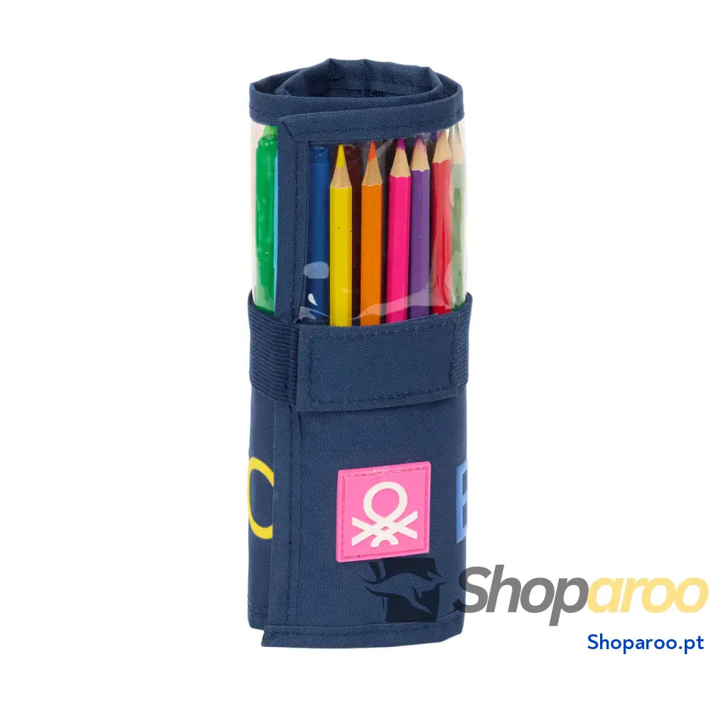 Estojo Benetton Damero Azul Marinho 7 x 20 x 7 cm 27 Peças