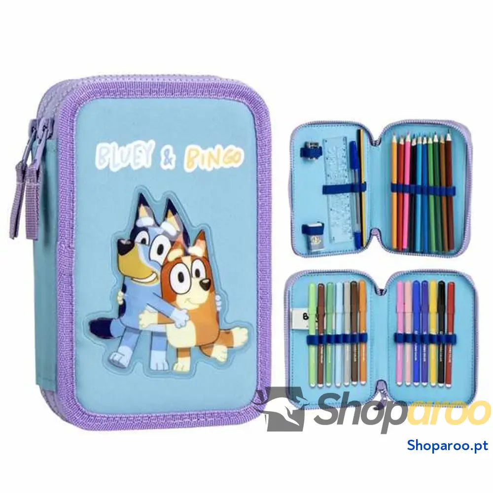 Estojo Bluey Azul Claro Light Blue 12,5 x 19,5 x 4,5 cm