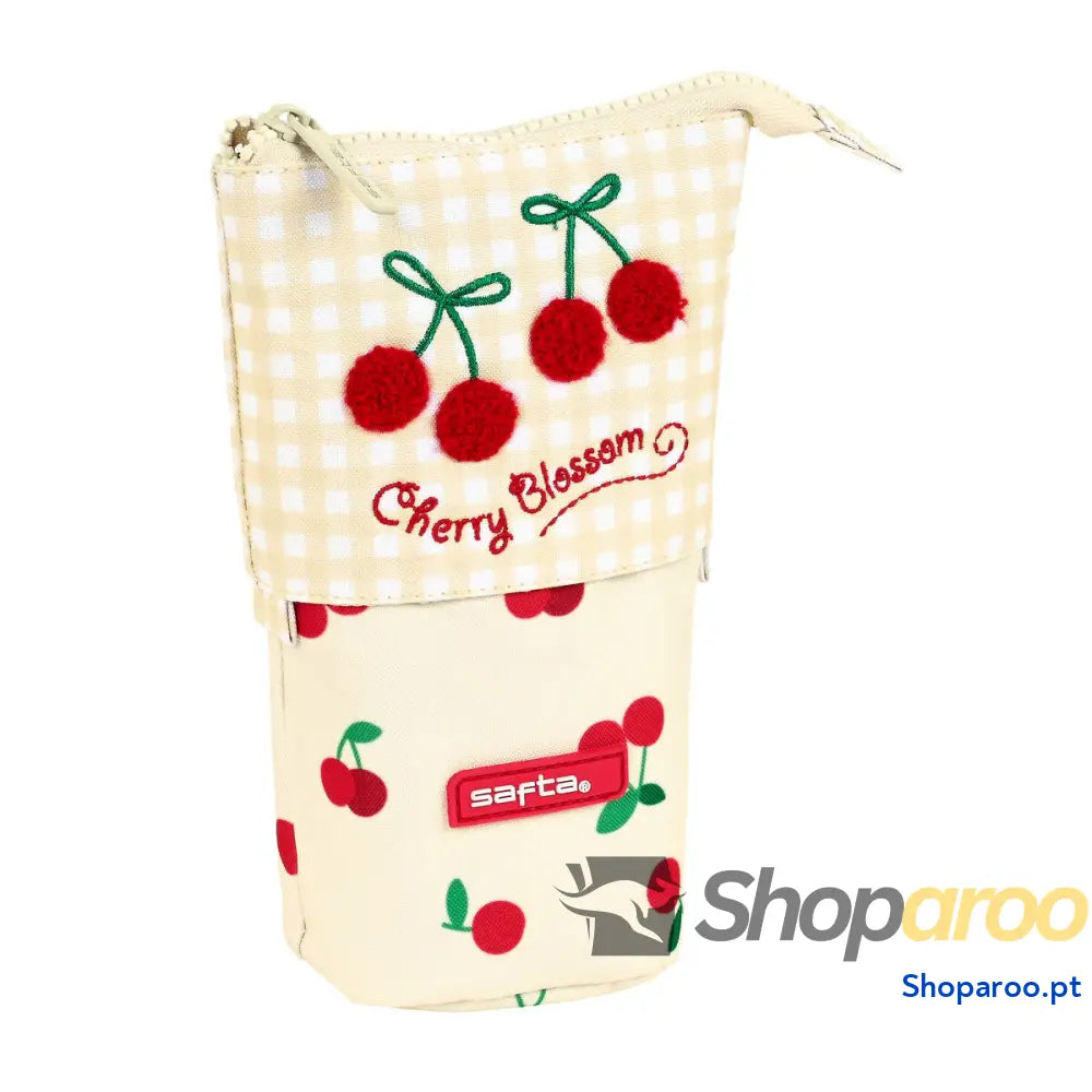 Estojo Cálice Safta Cherry Bege (8 x 19 x 6 cm)