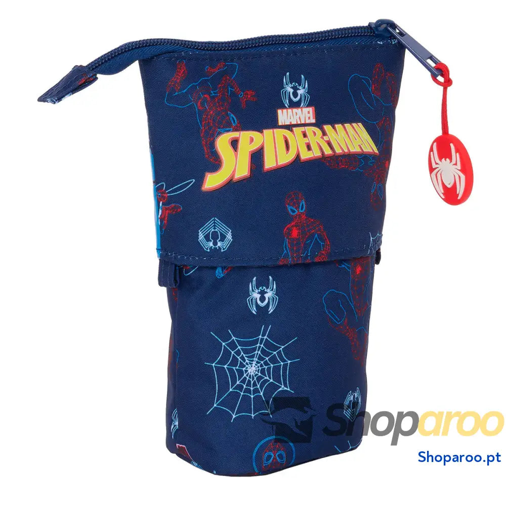 Estojo Cálice Spider-Man Neon Azul Marinho 8 x 19 x 6 cm