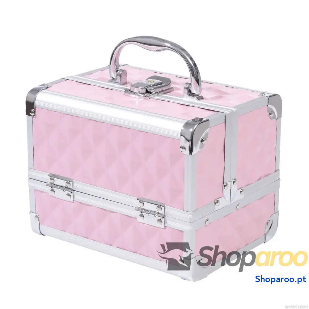 Estojo de Maquilhagem Profissional Rosa com Grande Capacidade e Segurança
