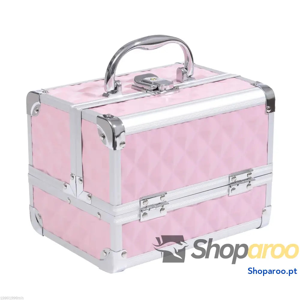 Estojo de Maquilhagem Profissional Rosa com Grande Capacidade e Segurança