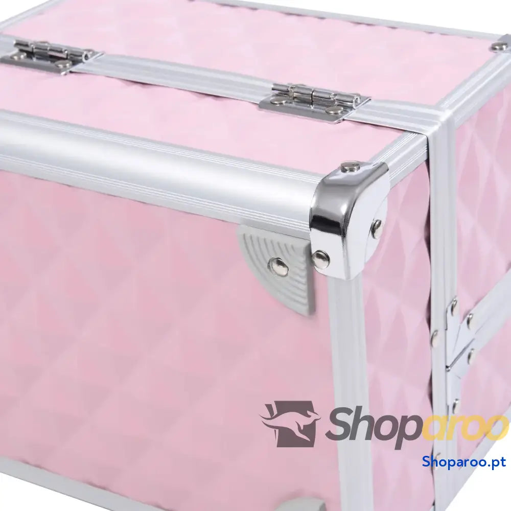 Estojo de Maquilhagem Profissional Rosa com Grande Capacidade e Segurança