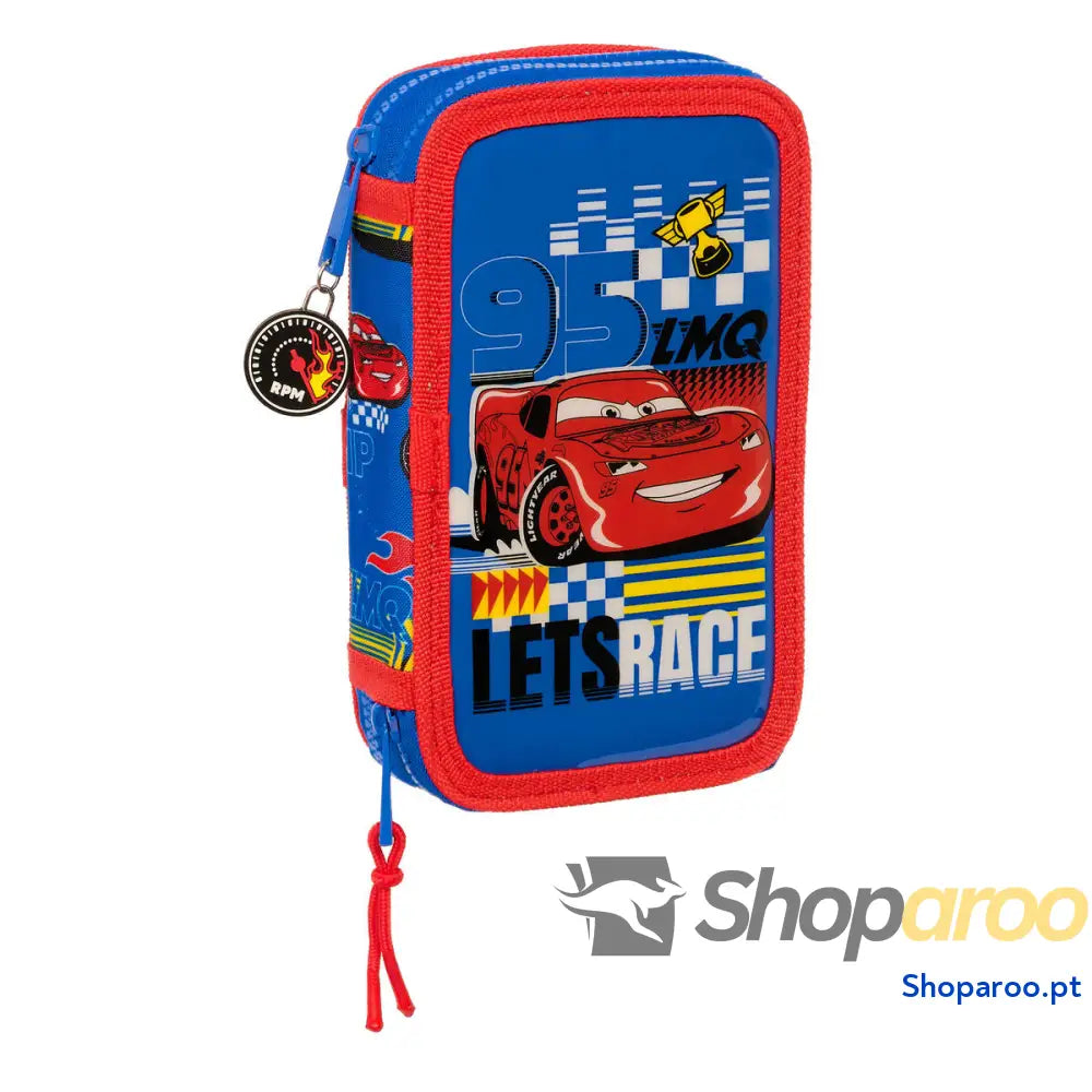 Estojo Duplo Cars Race ready Azul 12.5 x 19.5 x 4 cm (28 Peças)