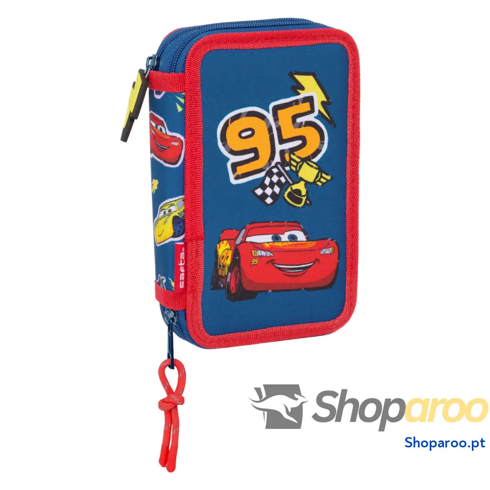 Estojo Duplo Cars Racing Azul Marinho 12.5 x 19.5 x 4 cm Estojo Duplo 29 Peças