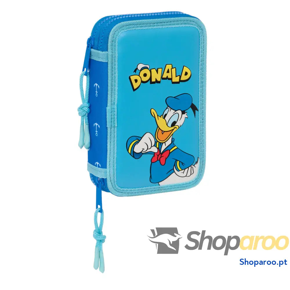 Estojo Duplo Donald Azul 12.5 x 19.5 x 4 cm (28 Peças)