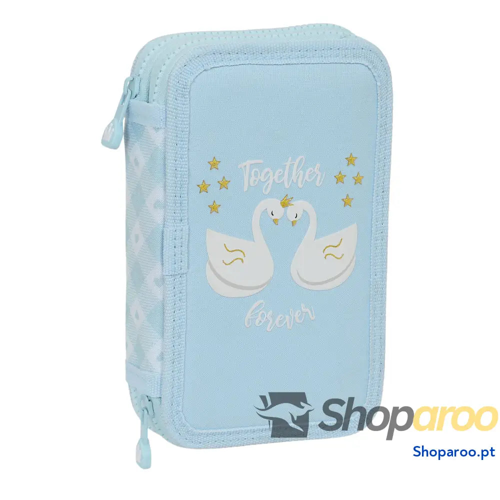 Estojo Duplo Glow Lab Cisnes Azul 12.5 x 19.5 x 4 cm (28 Peças)