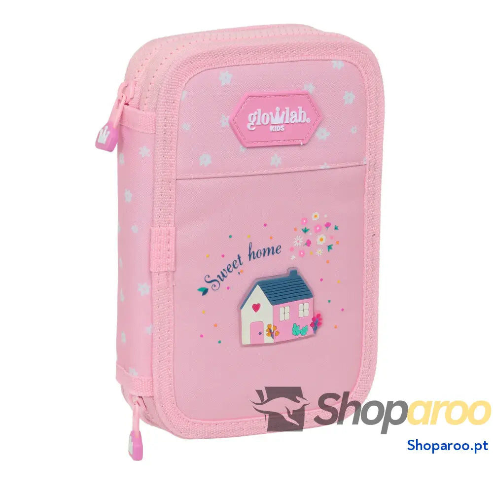 Estojo Duplo Glow Lab Sweet home Cor de Rosa 12.5 x 19.5 x 4 cm (28 Peças)