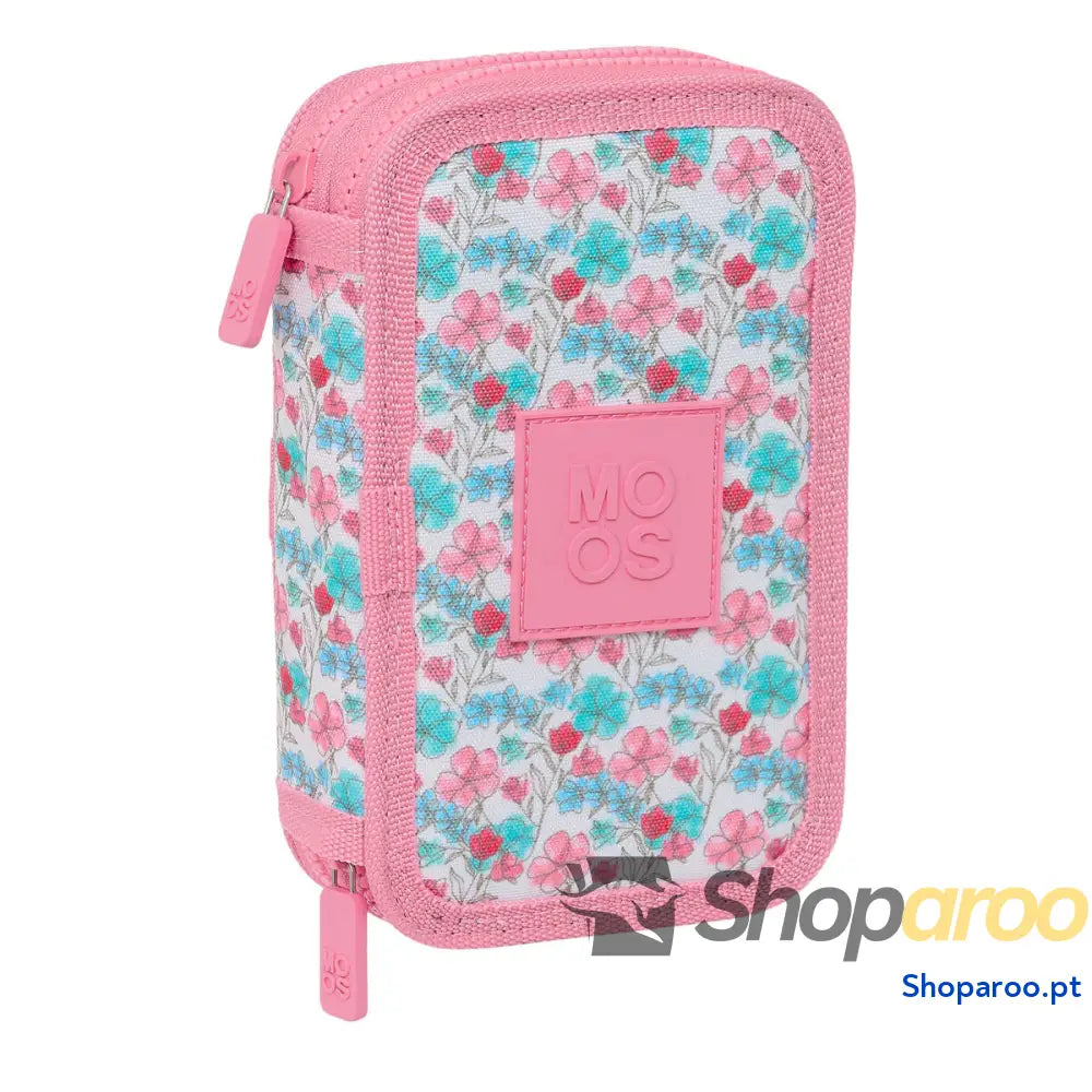 Estojo Duplo Moos Flores Multicolor 12.5 x 19.5 4 cm 28 Peças