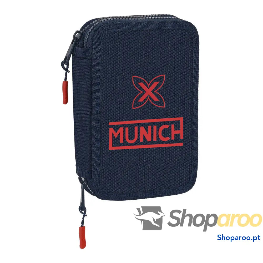 Estojo Duplo Munich Flash Azul Marinho 12.5 x 19.5 x 4 cm (28 Peças)