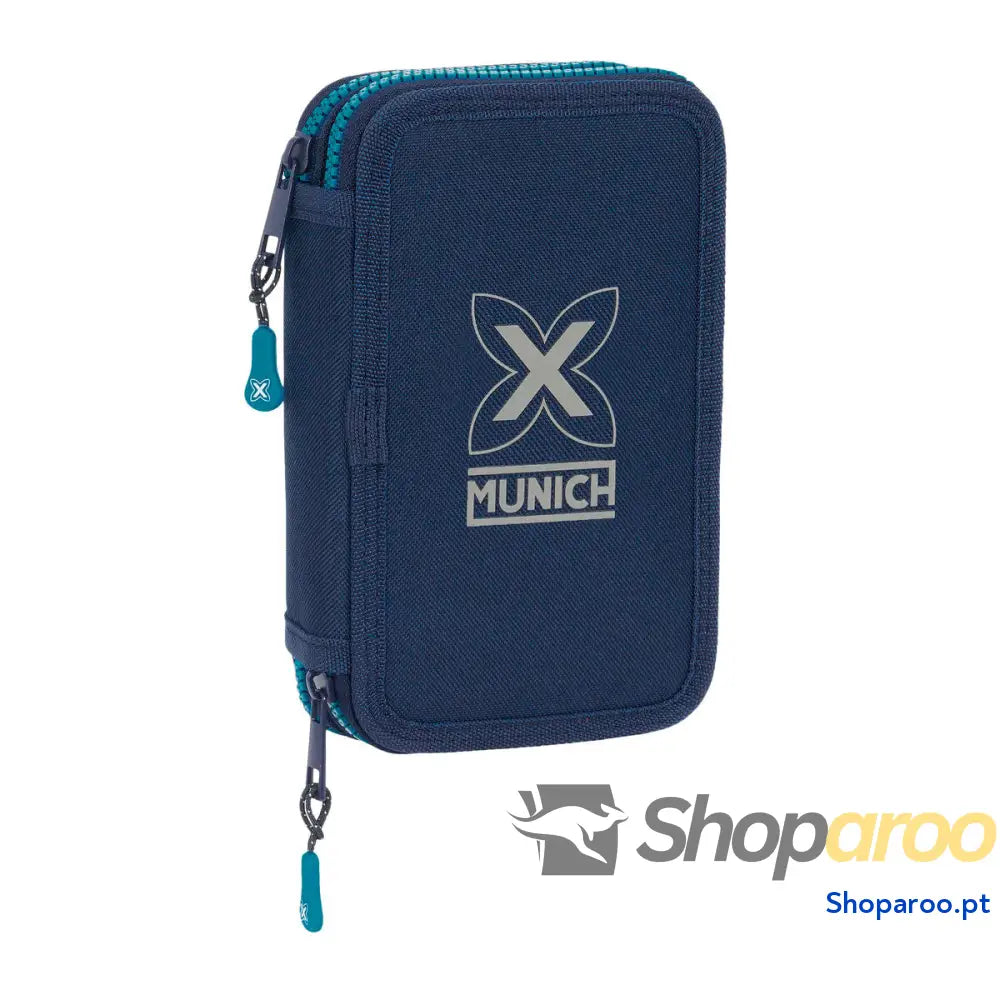 Estojo Duplo Munich Nautic Azul Marinho 12.5 x 19.5 x 4 cm 28 Peças