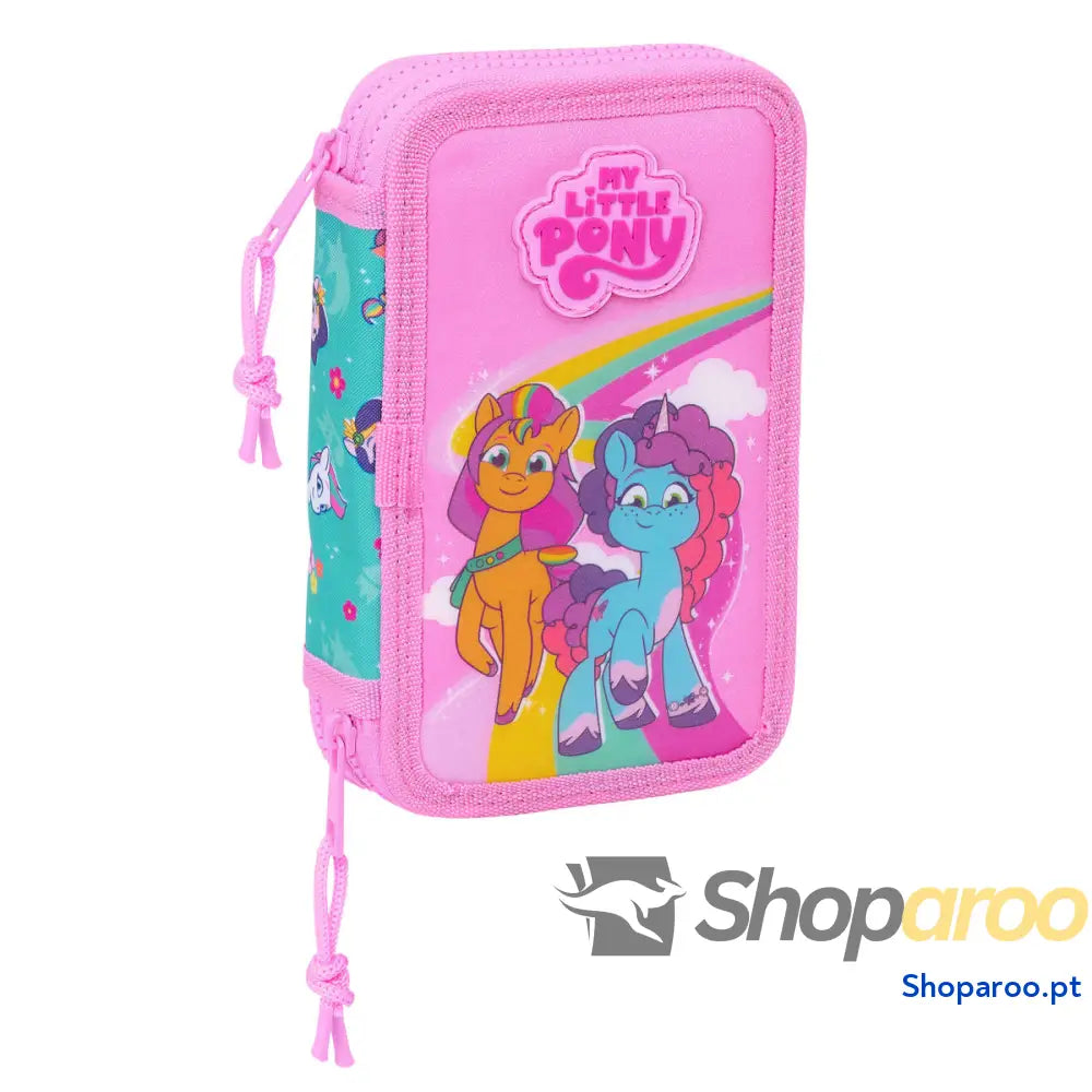 Estojo Duplo My Little Pony Magic Cor de Rosa Turquesa 12.5 x 19.5 x 4 cm 28 Peças