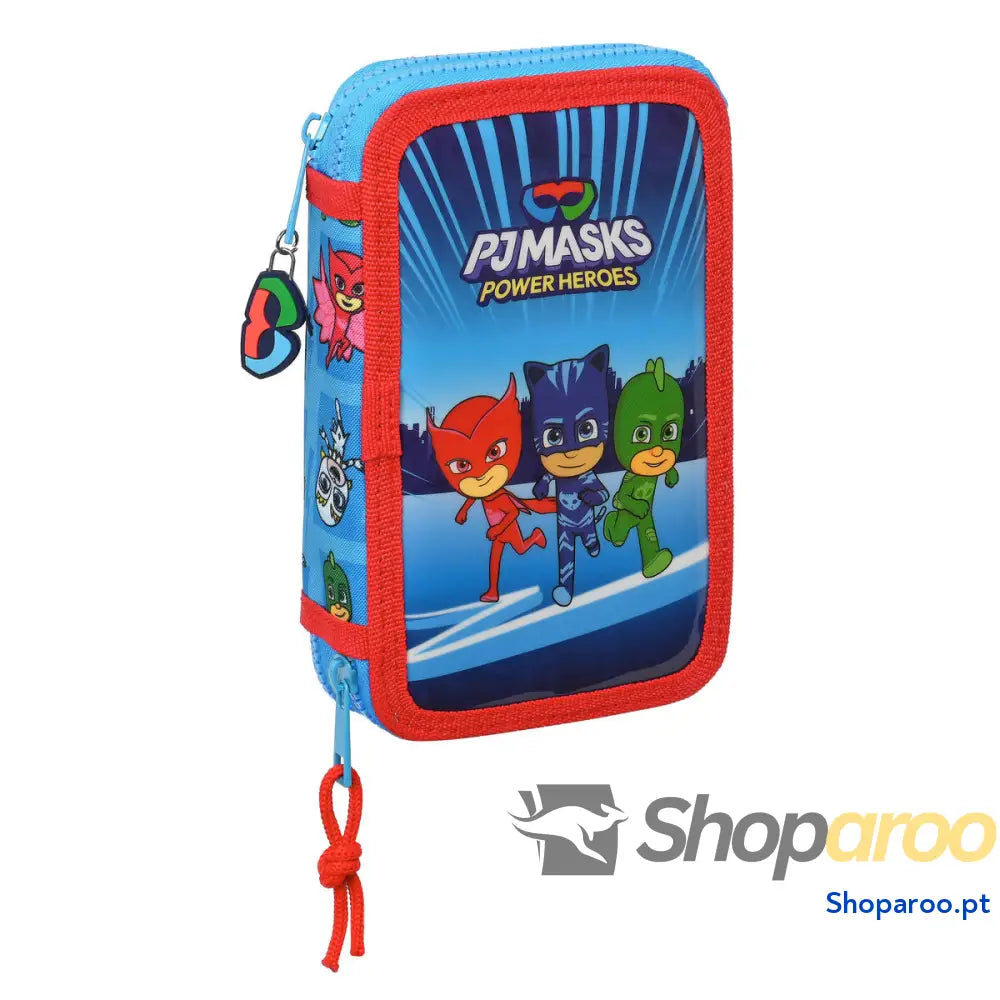 Estojo Duplo PJ Masks Azul 12.5 x 19.5 x 4 cm (28 Peças)