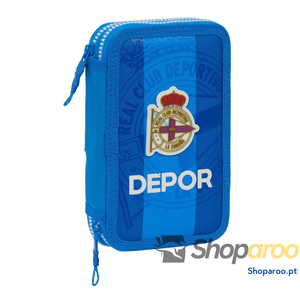 Estojo Duplo R. C. Deportivo de La Coruña Azul 12.5 x 19.5 x 4 cm (28 Peças)