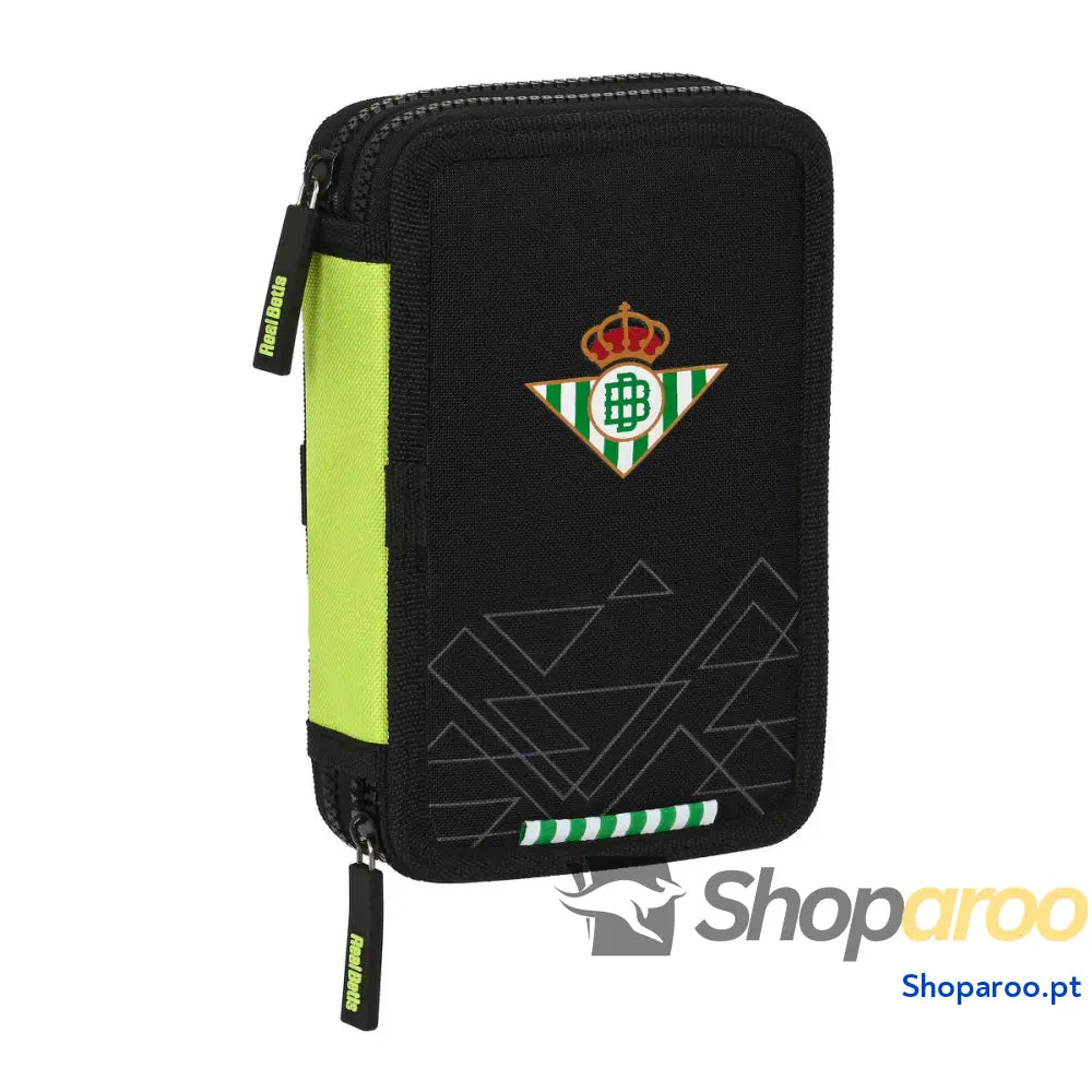 Estojo Duplo Real Betis Balompié Preto Lima 12.5 x 19.5 x 4 cm (28 Peças)