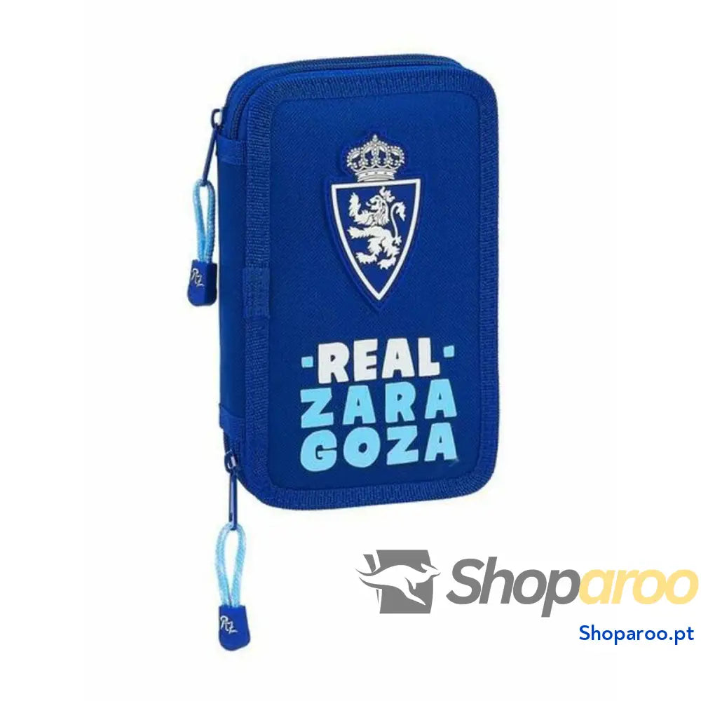 Estojo Duplo Real Zaragoza Azul 12.5 x 19.5 x 4 cm (28 Peças)