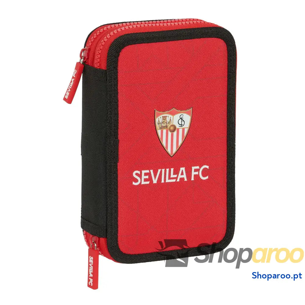 Estojo Duplo Sevilla Fútbol Club Preto Vermelho 12.5 x 19.5 x 4 cm (28 Peças)