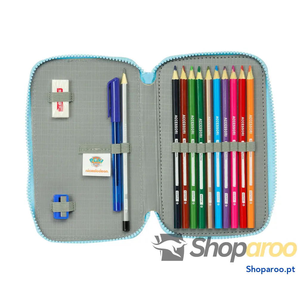 Estojo Duplo The Paw Patrol Pups rule Azul 12.5 x 19.5 x 4 cm 28 Peças