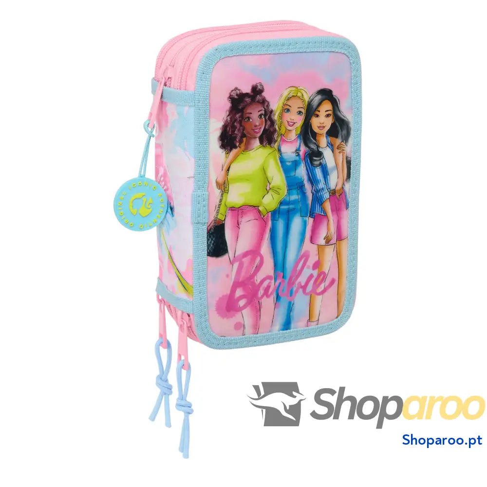Estojo Escolar com Acessórios Barbie Painterly Cor de Rosa Azul celeste 12,5 x 19,5 x 5,5 cm 37 Peças
