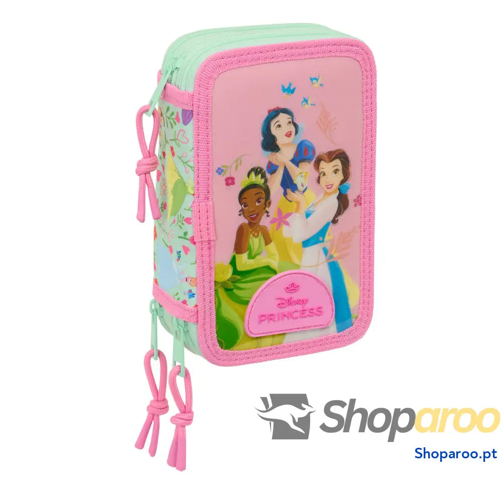 Estojo Escolar com Acessórios Disney Princess Bloom Cor de Rosa Água-marinha 12,5 x 19,5 x 5,5 cm 37 Peças