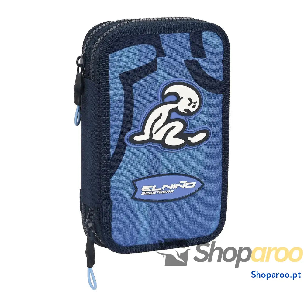 Estojo Escolar com Acessórios El Niño Bahia Azul 12.5 x 19.5 x 4 cm (28 Peças)