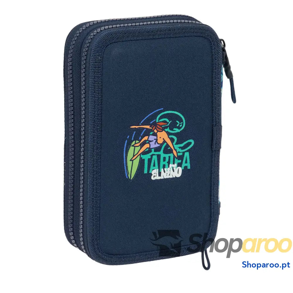 Estojo Escolar com Acessórios El Niño Kook Azul Marinho 12,5 x 19,5 x 4 cm 29 Peças