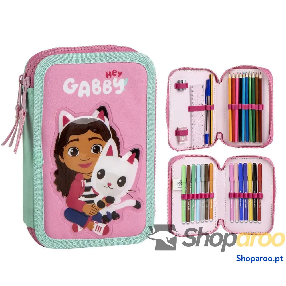 Estojo Escolar com Acessórios Gabby's Dollhouse Cor de Rosa 41 x 58 x 3 cm