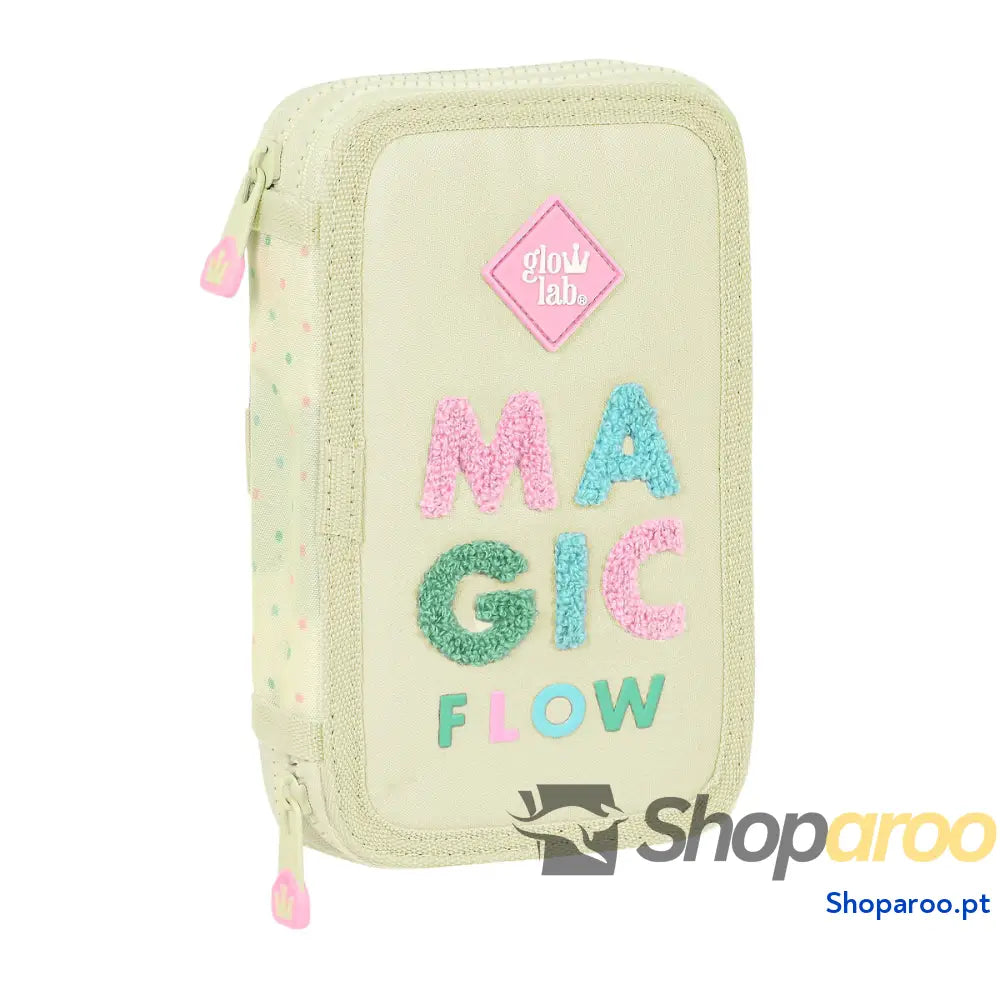 Estojo Escolar com Acessórios Glow Lab Magic flow Bege 12.5 x 19.5 x 4 cm (28 Peças)