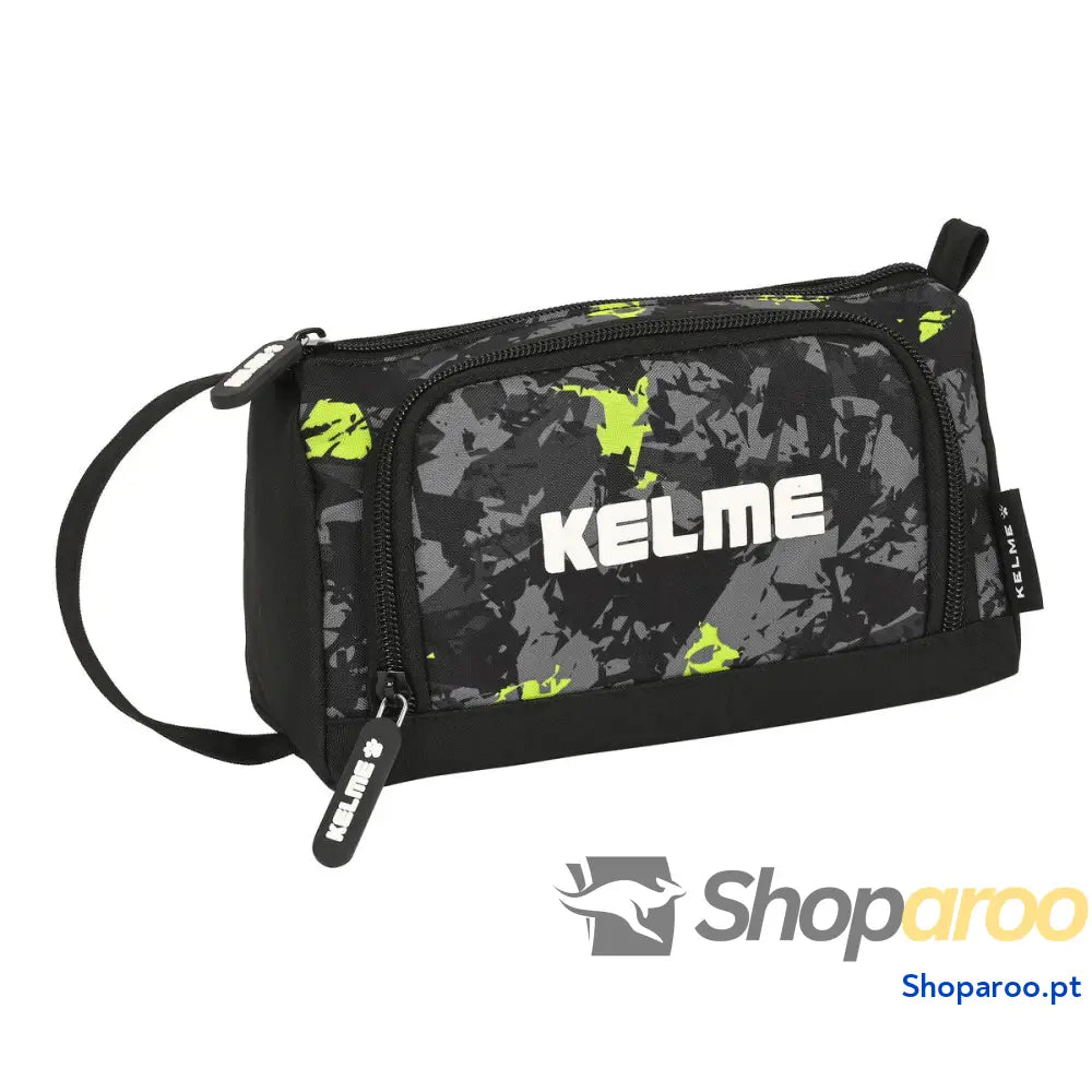 Estojo Escolar com Acessórios Kelme Jungle Preto Cinzento Lima 20 x 11 x 8.5 cm (32 Peças)