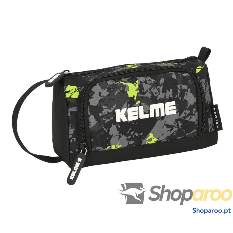 Estojo Escolar com Acessórios Kelme Jungle Preto Cinzento Lima 20 x 11 x 8.5 cm (32 Peças)