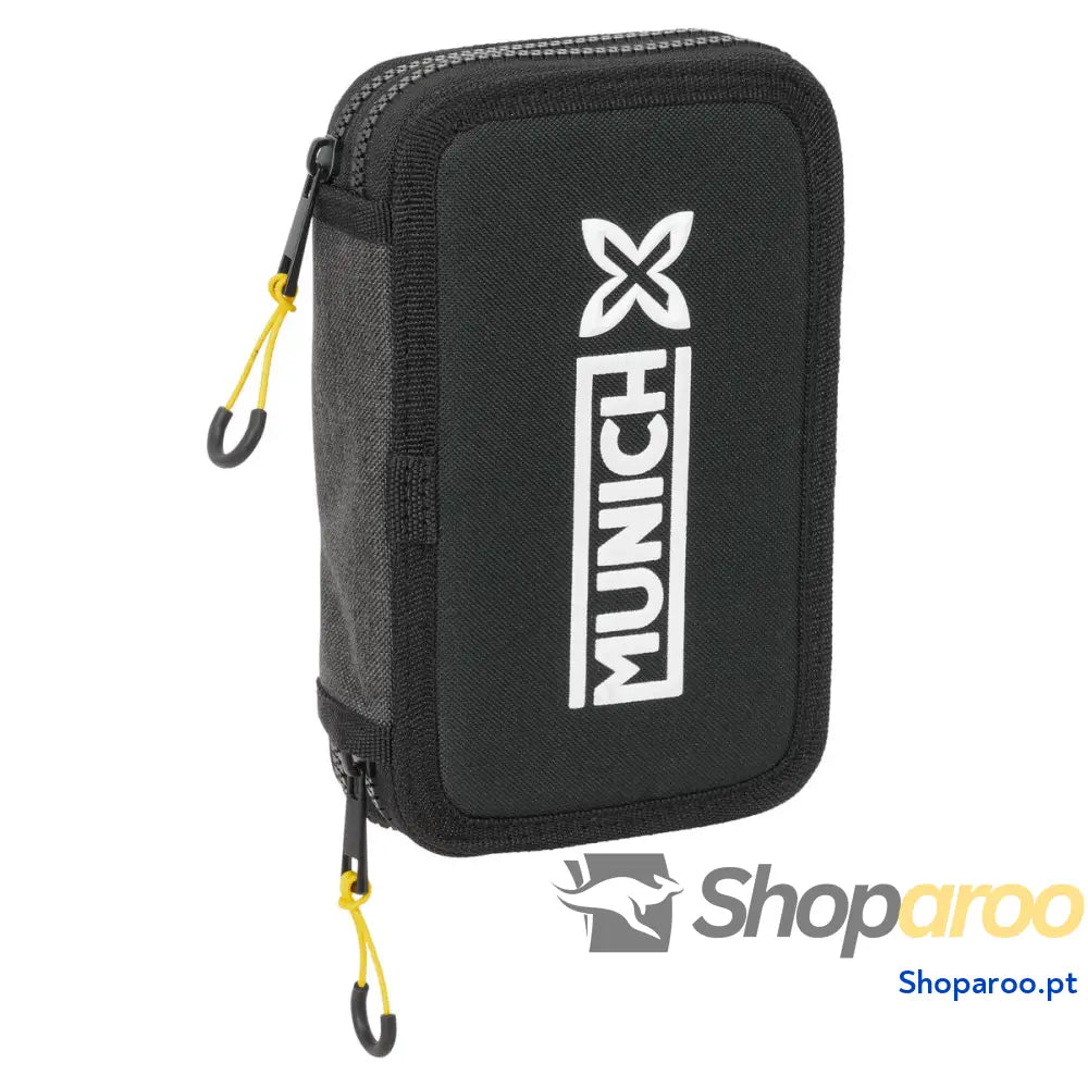 Estojo Escolar com Acessórios Munich Topo Preto 12.5 x 19.5 x 4 cm 29 Peças