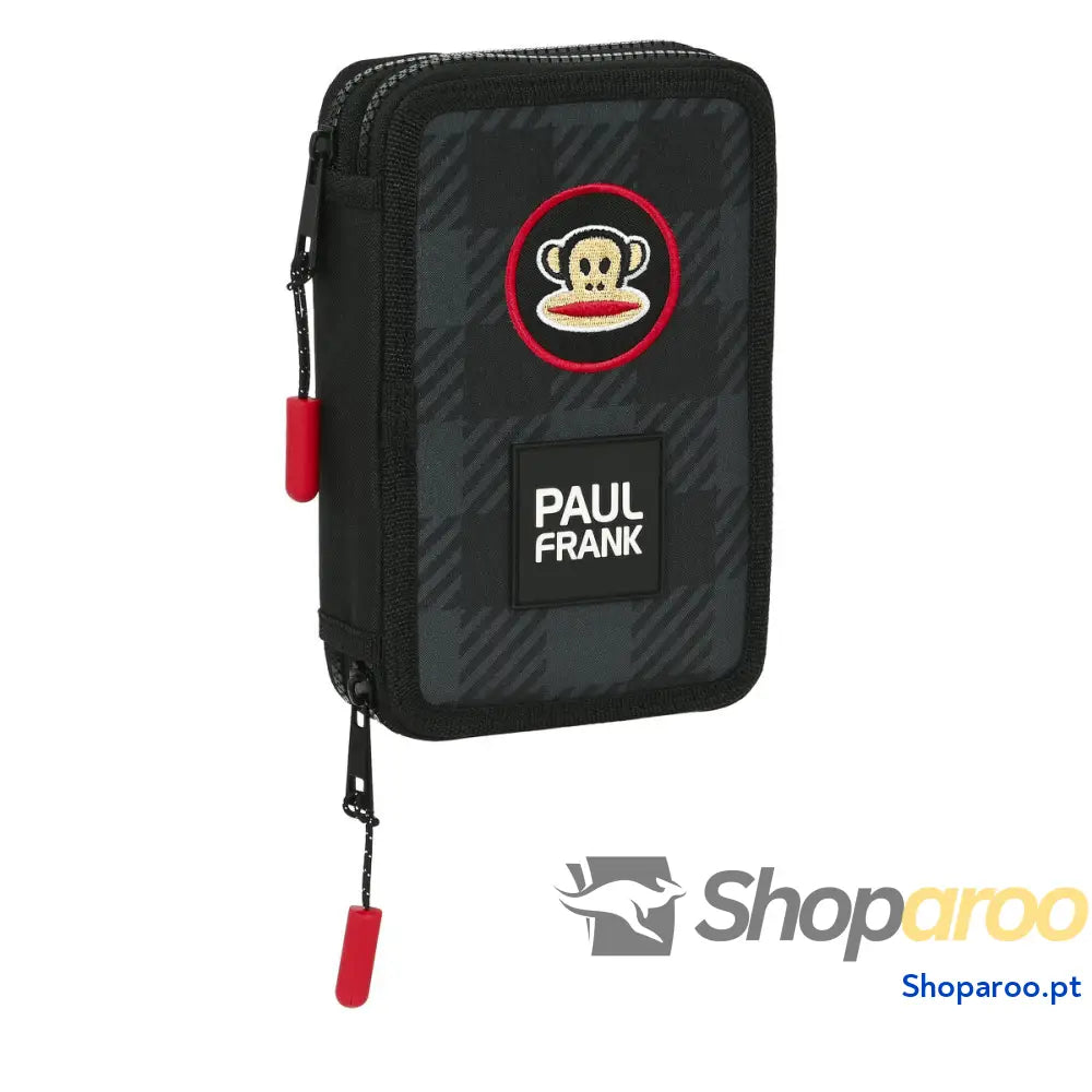 Estojo Escolar com Acessórios Paul Frank Campers Preto 12.5 x 19.5 x 4 cm (28 Peças)