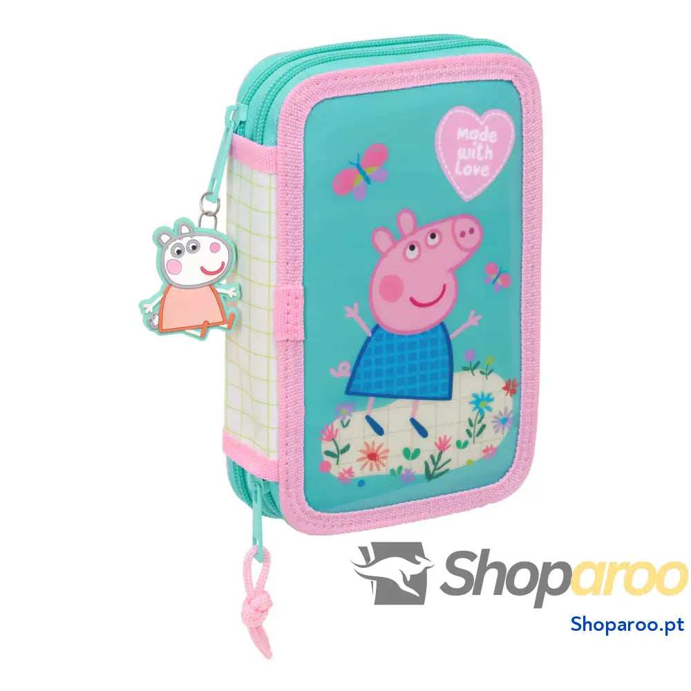 Estojo Escolar com Acessórios Peppa Pig Pretty flowers Amarelo Menta 12.5 x 19.5 x 4 cm 29 Peças