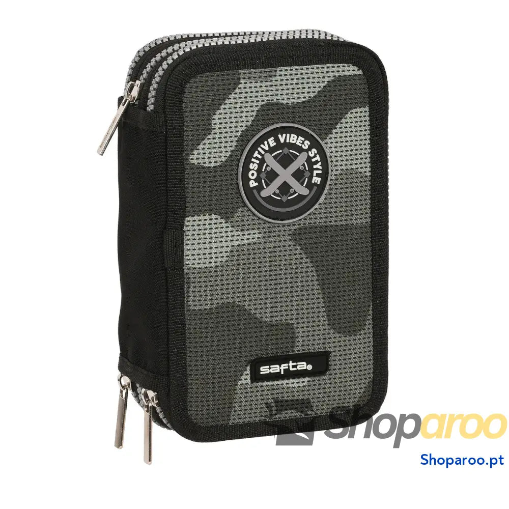 Estojo Escolar com Acessórios Safta Stone Preto 12.5 x 19.5 x 5.5 cm 36 Peças
