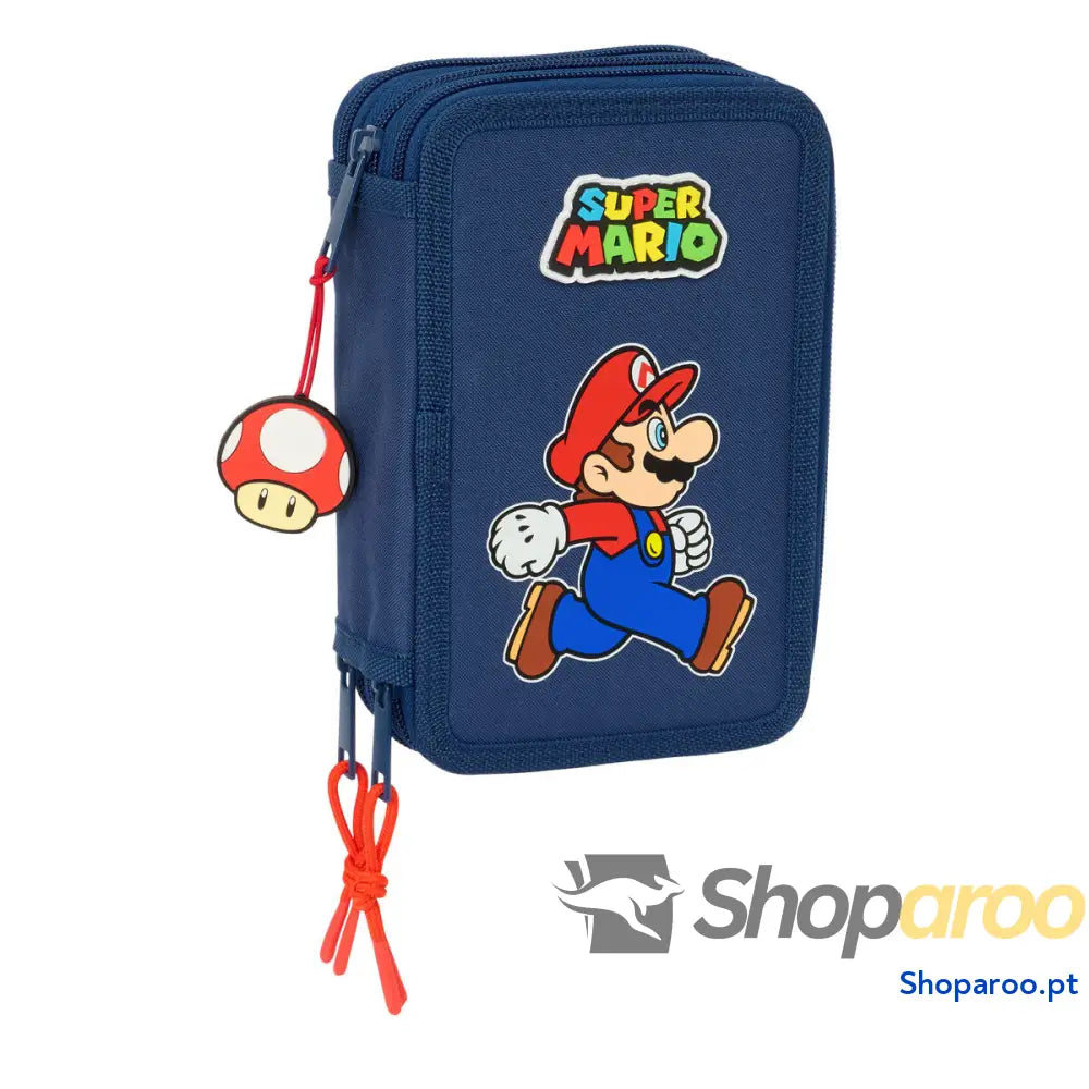 Estojo Escolar com Acessórios Super Mario Trick Vermelho Azul escuro 12,5 x 19,5 x 5,5 cm 37 Peças