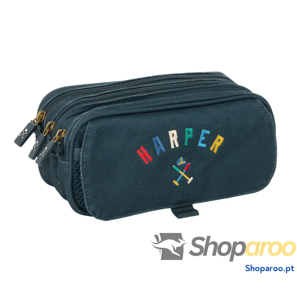 Estojo Harper & Neyer Azul Marinho 21,5 x 10 x 8 cm