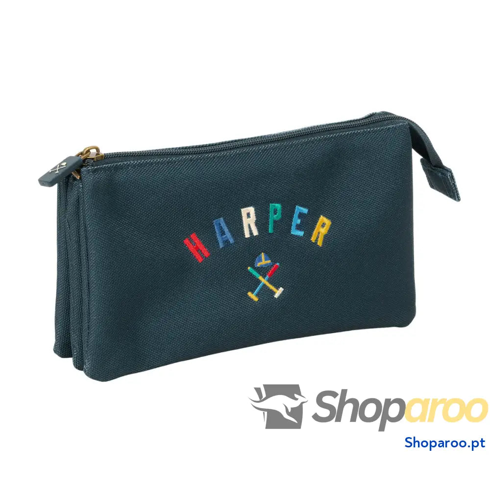 Estojo Harper & Neyer Azul Marinho 22 x 12 x 3 cm