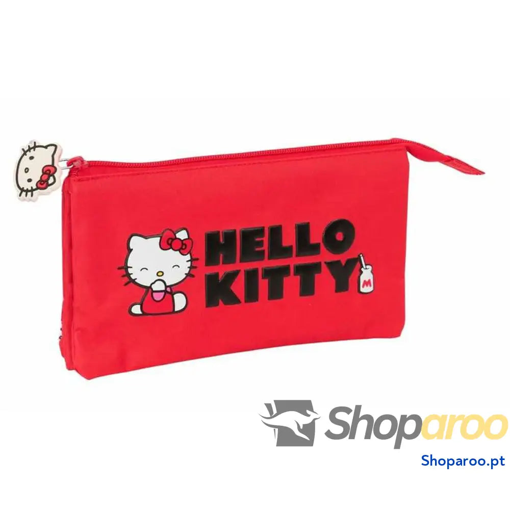 Estojo Hello Kitty Iconic Branco Vermelho 22 x 12 x 3 cm