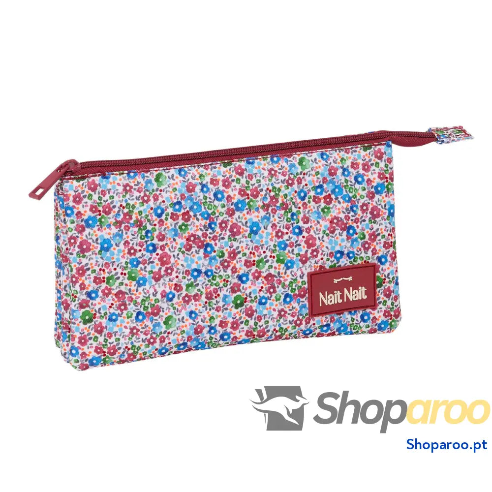 Estojo Nait Nait Flores coimbra burdeos Castanho-avermelhado 22 x 12 x 3 cm