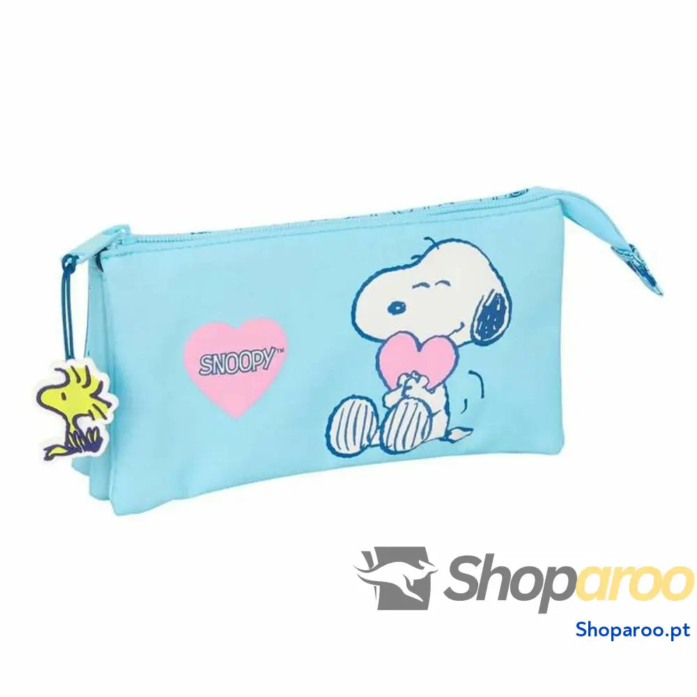 Estojo Snoopy Love Azul Claro 22 x 12 x 3 cm