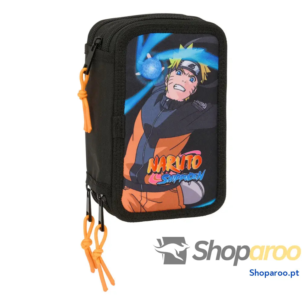 Estojo Triplo Naruto Preto 12,5 x 19,5 x 5,5 cm 37 Peças