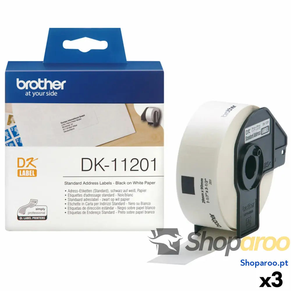 Etiquetas para Impressora Brother DK-11201 Branco 29 x 90 mm Preto Preto/Branco (3 Unidades)