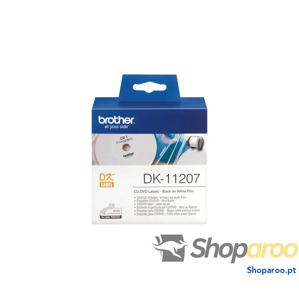 Etiquetas para Impressora Brother DK-11207 CD/DVD ø 58 mm Preto/Branco