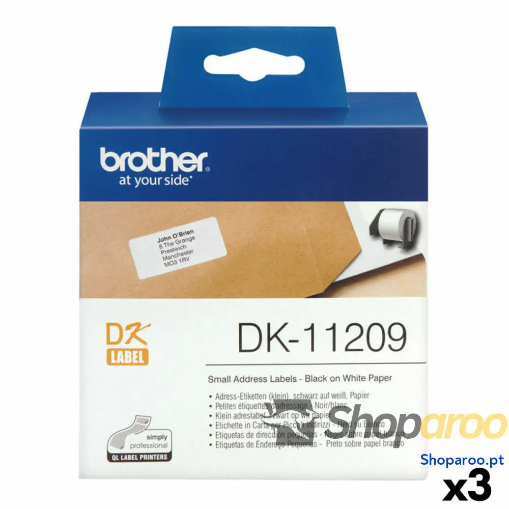 Etiquetas para Impressora Brother DK-11209 Preto/Branco 62 x 29 mm (3 Unidades)