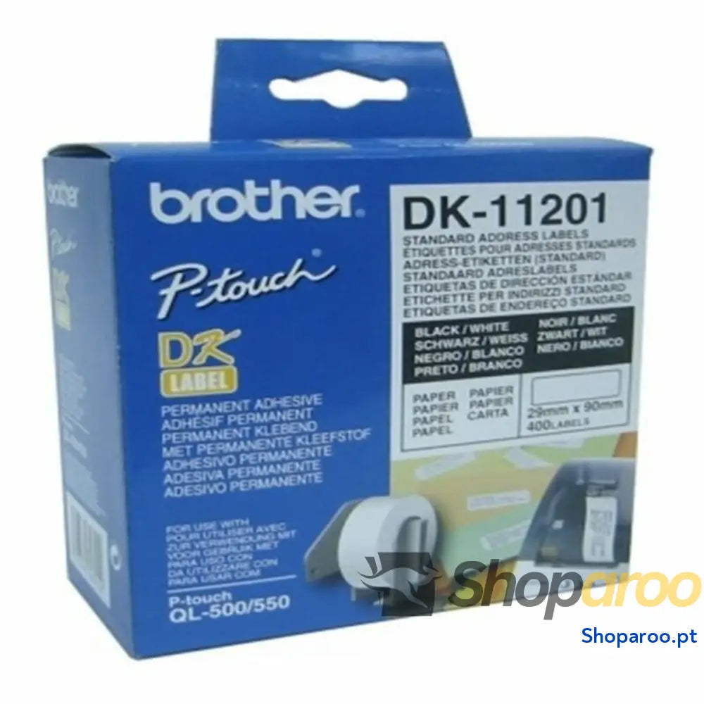 Etiquetas para Impressora Brother DK11201 29 x 90 mm Preto Branco