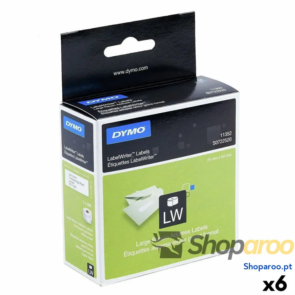 Etiquetas para Impressora Dymo 500 Peças 25 x 54 mm Branco Preto (6 Unidades)